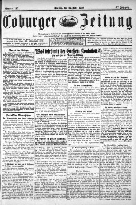 Coburger Zeitung Freitag 22. Juni 1928