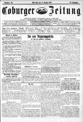 Coburger Zeitung Mittwoch 15. August 1928