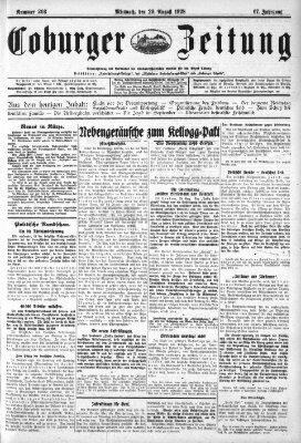Coburger Zeitung Mittwoch 29. August 1928