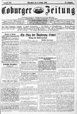 Coburger Zeitung Samstag 6. Oktober 1928