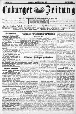 Coburger Zeitung Samstag 27. Oktober 1928