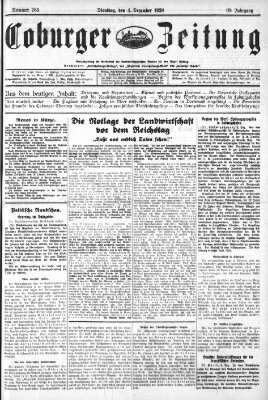 Coburger Zeitung Dienstag 4. Dezember 1928