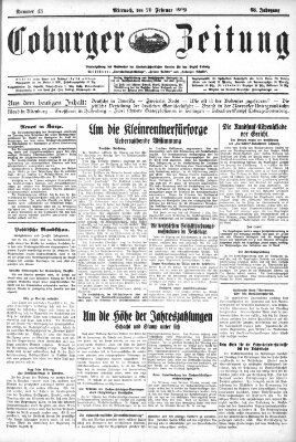 Coburger Zeitung Mittwoch 20. Februar 1929