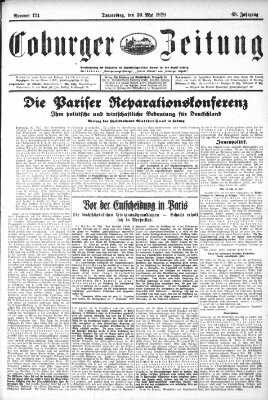 Coburger Zeitung Donnerstag 30. Mai 1929