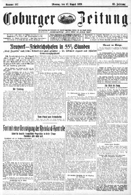 Coburger Zeitung Montag 12. August 1929
