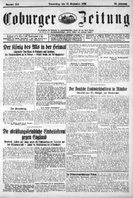 Coburger Zeitung Donnerstag 19. September 1929