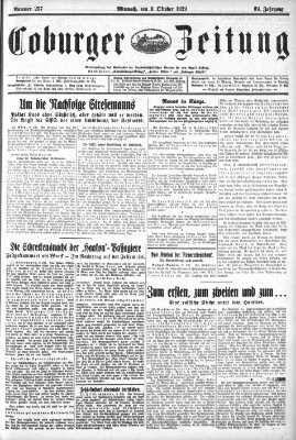 Coburger Zeitung Mittwoch 9. Oktober 1929