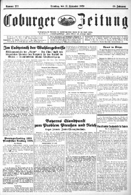 Coburger Zeitung Dienstag 19. November 1929