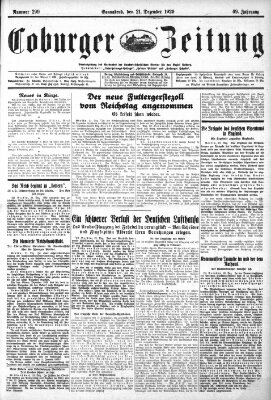 Coburger Zeitung Samstag 21. Dezember 1929