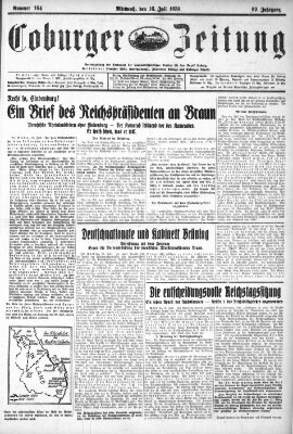 Coburger Zeitung Mittwoch 16. Juli 1930