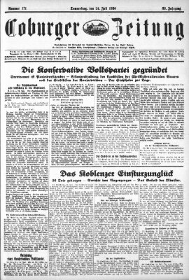 Coburger Zeitung Donnerstag 24. Juli 1930