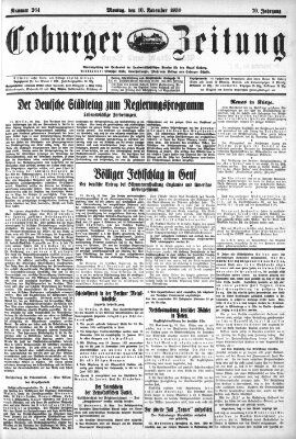 Coburger Zeitung Montag 10. November 1930