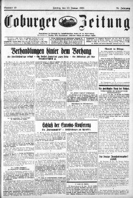 Coburger Zeitung Freitag 23. Januar 1931