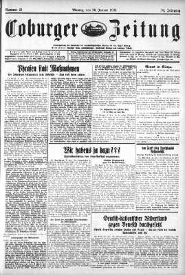 Coburger Zeitung Montag 26. Januar 1931