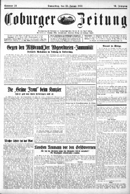 Coburger Zeitung Donnerstag 29. Januar 1931