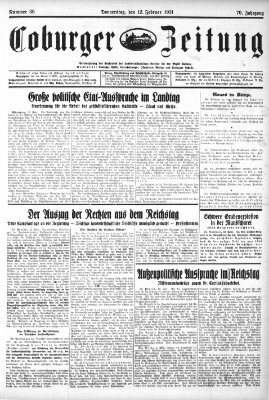 Coburger Zeitung Donnerstag 12. Februar 1931