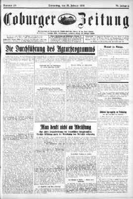 Coburger Zeitung Donnerstag 26. Februar 1931