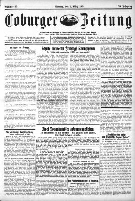 Coburger Zeitung Montag 9. März 1931