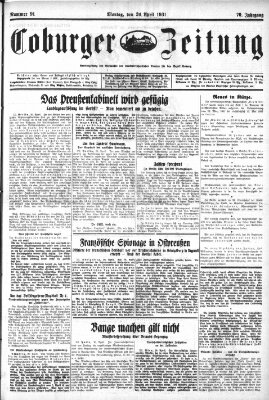 Coburger Zeitung Montag 20. April 1931