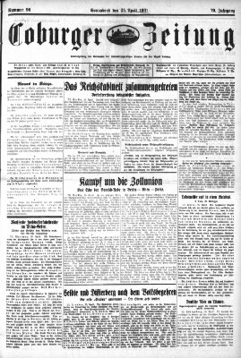 Coburger Zeitung Samstag 25. April 1931