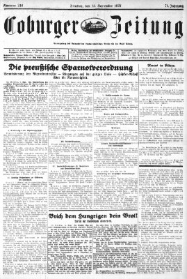 Coburger Zeitung Dienstag 15. September 1931