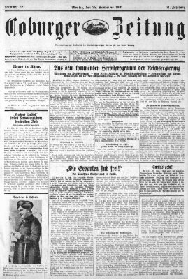 Coburger Zeitung Montag 28. September 1931