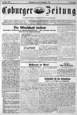 Coburger Zeitung Mittwoch 30. September 1931