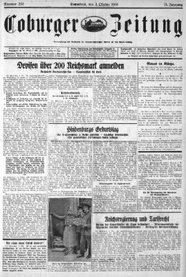 Coburger Zeitung Samstag 3. Oktober 1931