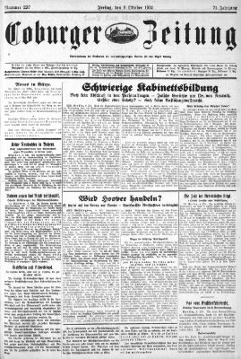 Coburger Zeitung Freitag 9. Oktober 1931