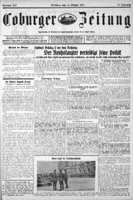 Coburger Zeitung Mittwoch 14. Oktober 1931
