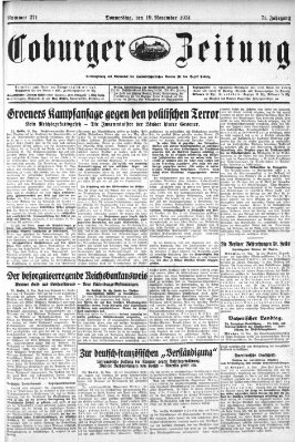 Coburger Zeitung Donnerstag 19. November 1931