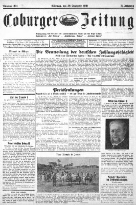 Coburger Zeitung Mittwoch 30. Dezember 1931