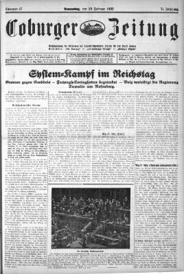 Coburger Zeitung Donnerstag 25. Februar 1932