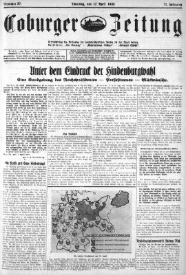 Coburger Zeitung Dienstag 12. April 1932