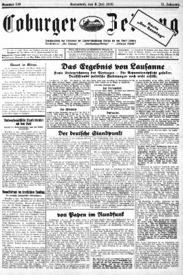 Coburger Zeitung Samstag 9. Juli 1932
