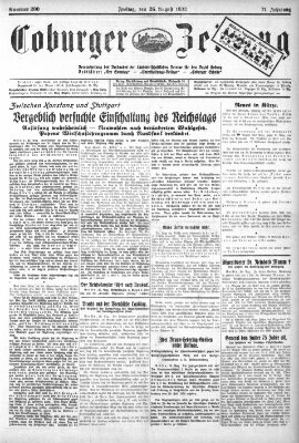 Coburger Zeitung Freitag 26. August 1932