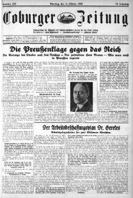 Coburger Zeitung Dienstag 11. Oktober 1932