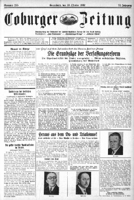 Coburger Zeitung Samstag 29. Oktober 1932