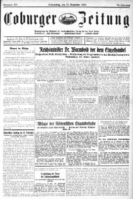 Coburger Zeitung Donnerstag 17. November 1932