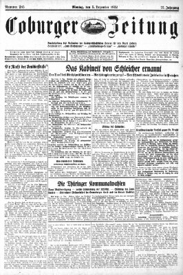 Coburger Zeitung Montag 5. Dezember 1932