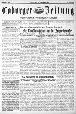 Coburger Zeitung Freitag 23. Dezember 1932