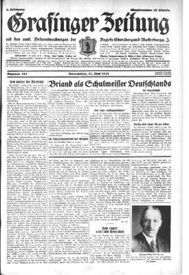 Grafinger Zeitung Donnerstag 11. Juni 1931
