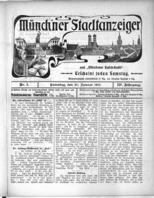 Münchener Stadtanzeiger und "Münchener Ratschkathl" (Münchener Ratsch-Kathl) Samstag 20. Januar 1912