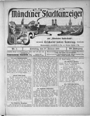 Münchener Stadtanzeiger und "Münchener Ratschkathl" (Münchener Ratsch-Kathl) Samstag 27. Januar 1912