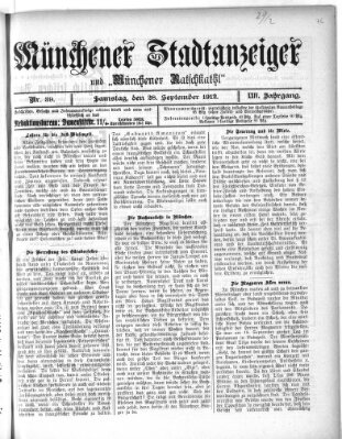 Münchener Stadtanzeiger und "Münchener Ratschkathl" (Münchener Ratsch-Kathl) Samstag 28. September 1912