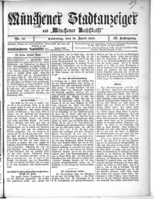 Münchener Stadtanzeiger und "Münchener Ratschkathl" (Münchener Ratsch-Kathl) Samstag 19. April 1913