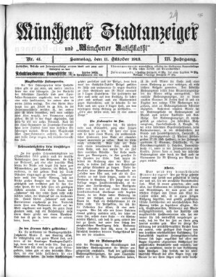 Münchener Stadtanzeiger und "Münchener Ratschkathl" (Münchener Ratsch-Kathl) Samstag 11. Oktober 1913