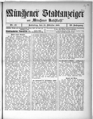 Münchener Stadtanzeiger und "Münchener Ratschkathl" (Münchener Ratsch-Kathl) Samstag 18. Oktober 1913
