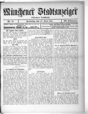 Münchener Stadtanzeiger (Münchener Ratsch-Kathl) Samstag 20. Juni 1914
