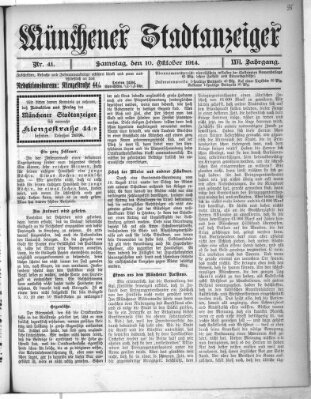 Münchener Stadtanzeiger (Münchener Ratsch-Kathl) Samstag 10. Oktober 1914